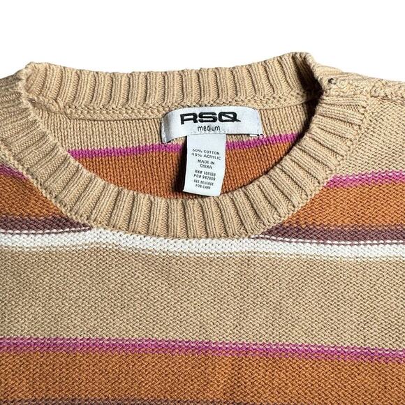 RSQ Womenβs Stripe Oversized Crewneck Sweater Size Mβ - Picture 4 of 7